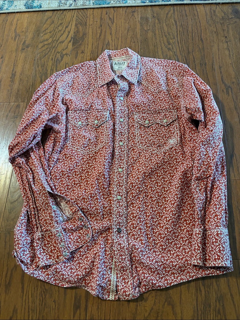 Ariat Rust Red Printed Western Snap Shirt